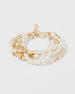 Gold + Pearl Multiple Strand Bracelet*White House Black Market Sale