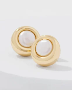 Gold + Pearl Stud Earrings*White House Black Market Online