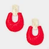Gold + Red Raffia Drop Earrings*White House Black Market New