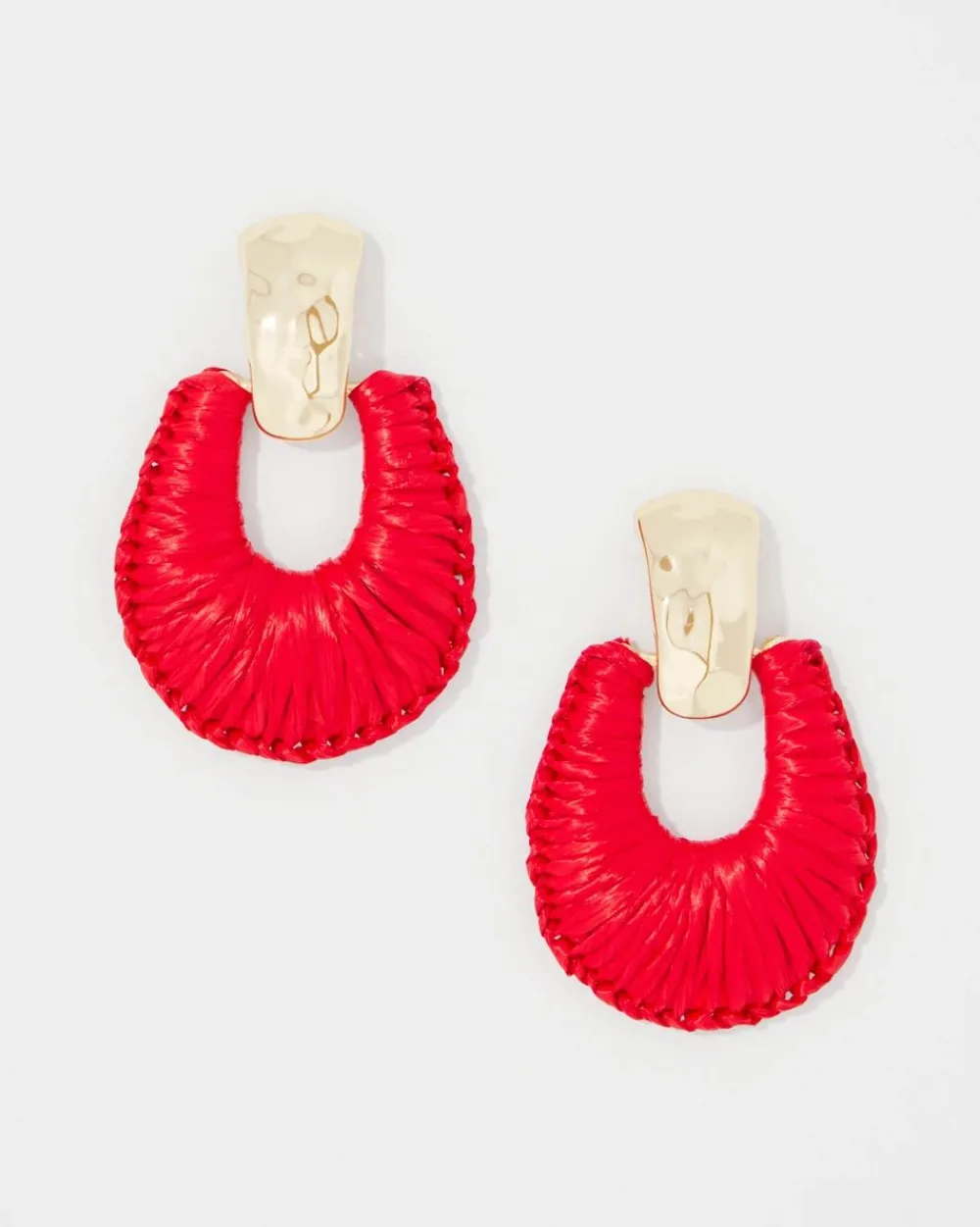 Gold + Red Raffia Drop Earrings*White House Black Market New