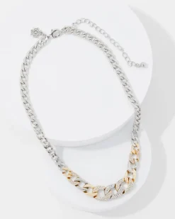 Gold + Silver Pavé Link Necklace*White House Black Market Discount
