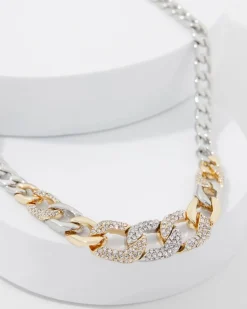 Gold + Silver Pavé Link Necklace*White House Black Market Discount