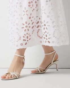 Gold Detail Strappy Leather Sandal*White House Black Market Outlet