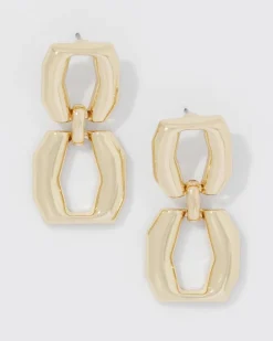 Gold Double Links Drop Earrings*White House Black Market Sale