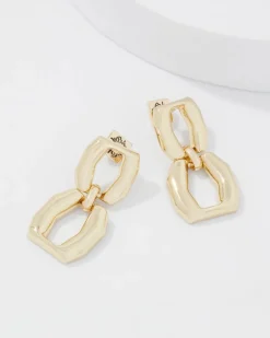 Gold Double Links Drop Earrings*White House Black Market Sale