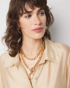 Gold Double Links Toggle Necklace*White House Black Market Hot