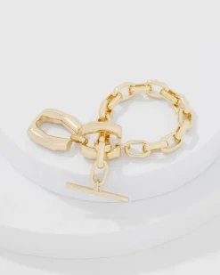 Gold Double Links Toggle Bracelet*White House Black Market Outlet