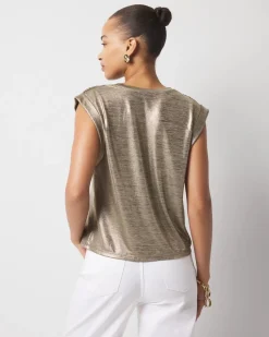Gold Foil Braided Shoulder Tee*White House Black Market Sale