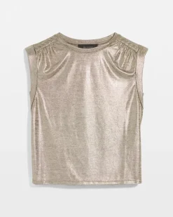 Gold Foil Braided Shoulder Tee*White House Black Market Sale