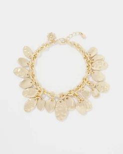 Gold Hammered Disc Bracelet*White House Black Market Fashion