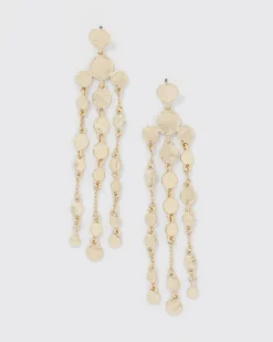 Gold Hammered Disc Chandelier Earrings*White House Black Market Clearance