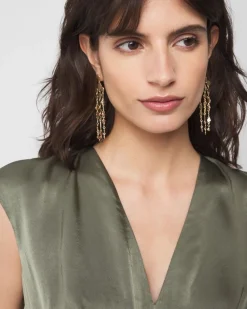 Gold Hammered Disc Chandelier Earrings*White House Black Market Clearance