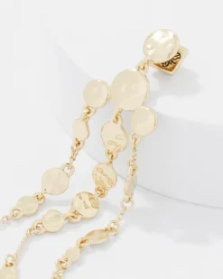 Gold Hammered Disc Chandelier Earrings*White House Black Market Clearance