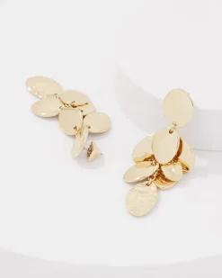 Gold Hammered Disc Drop Earrings*White House Black Market Clearance