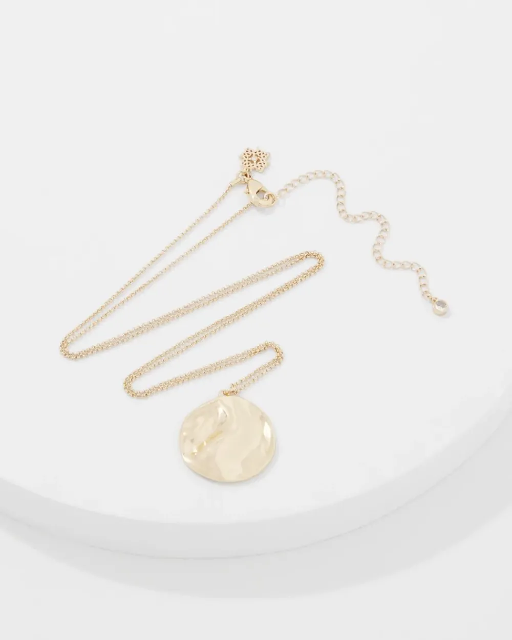 Gold Hammered Disc Pendant*White House Black Market Hot