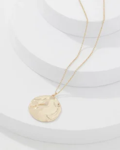Gold Hammered Disc Pendant*White House Black Market Hot