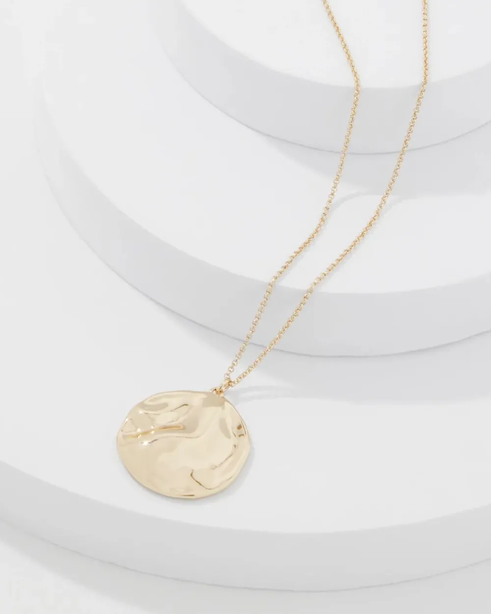 Gold Hammered Disc Pendant*White House Black Market Hot