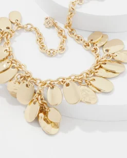 Gold Hammered Disc Single Strand Necklace*White House Black Market Online