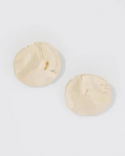 Gold Hammered Disc Stud Earrings*White House Black Market Fashion