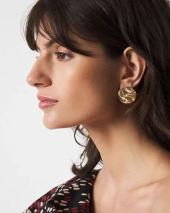 Gold Hammered Disc Stud Earrings*White House Black Market Fashion