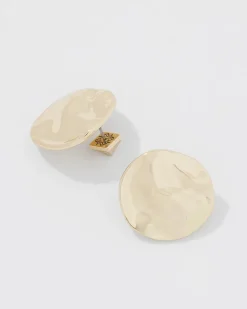 Gold Hammered Disc Stud Earrings*White House Black Market Fashion