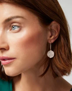 Gold Pave Disc Drop Earrings*White House Black Market Clearance
