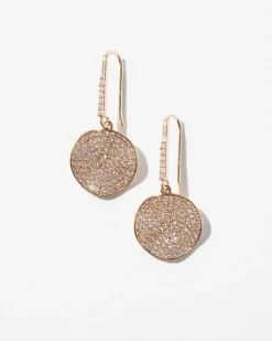 Gold Pave Disc Drop Earrings*White House Black Market Clearance