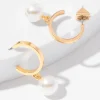 Gold Pearl Hoop Drop Earrings*White House Black Market New