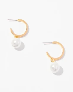 Gold Pearl Hoop Drop Earrings*White House Black Market New