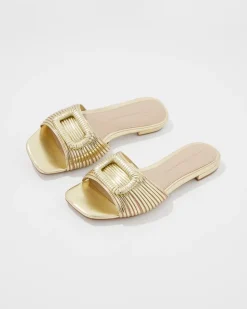 Gold Strappy Slide*White House Black Market Discount