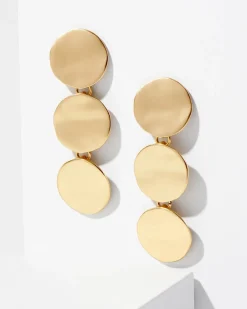 Goldtone Wavy Disc Linear Earrings*White House Black Market Outlet