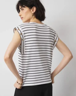 Grommet Cuff Scoop Neck Tee*White House Black Market Online