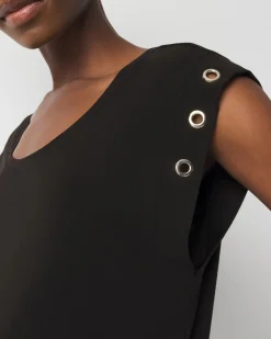 Grommet Cuff Scoop Neck Tee*White House Black Market Best
