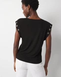 Grommet Cuff Scoop Neck Tee*White House Black Market Best