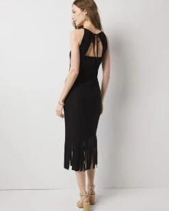 Halter Sweater Dress with Fringe*White House Black Market Discount