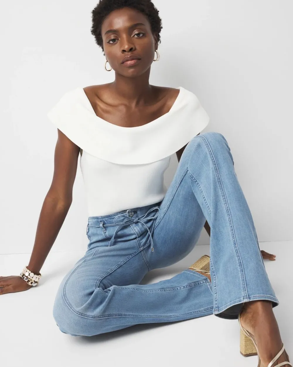 High-Rise Belted Skinny Flare Jean*White House Black Market Best
