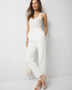 High-Rise Belted Tapered Ankle Pant*White House Black Market Discount