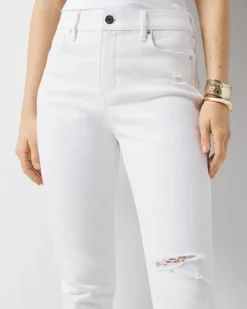High-Rise Distressed Straight Jean*White House Black Market Hot