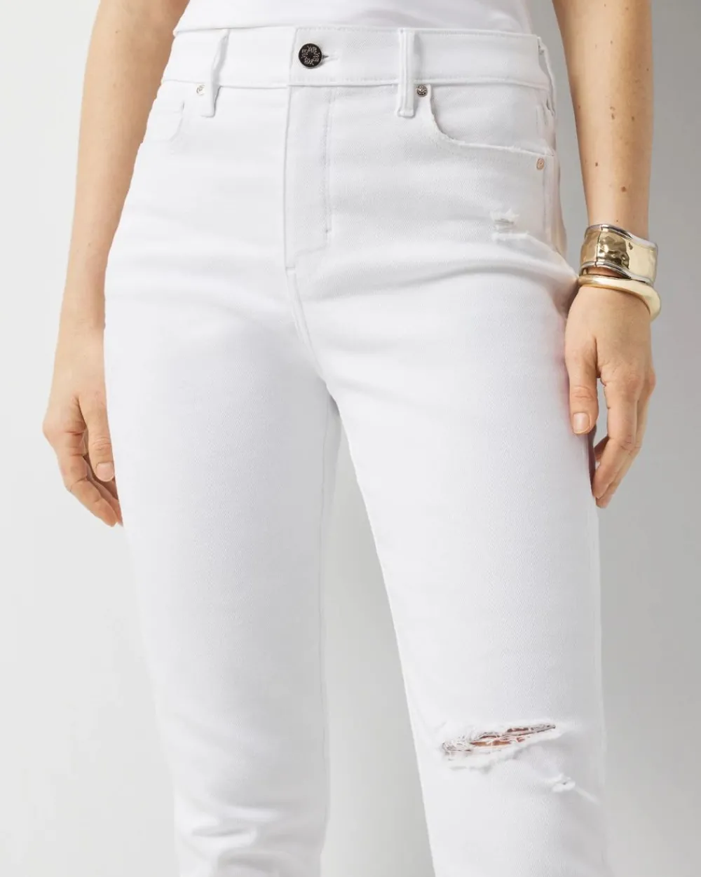 High-Rise Distressed Straight Jean*White House Black Market Hot
