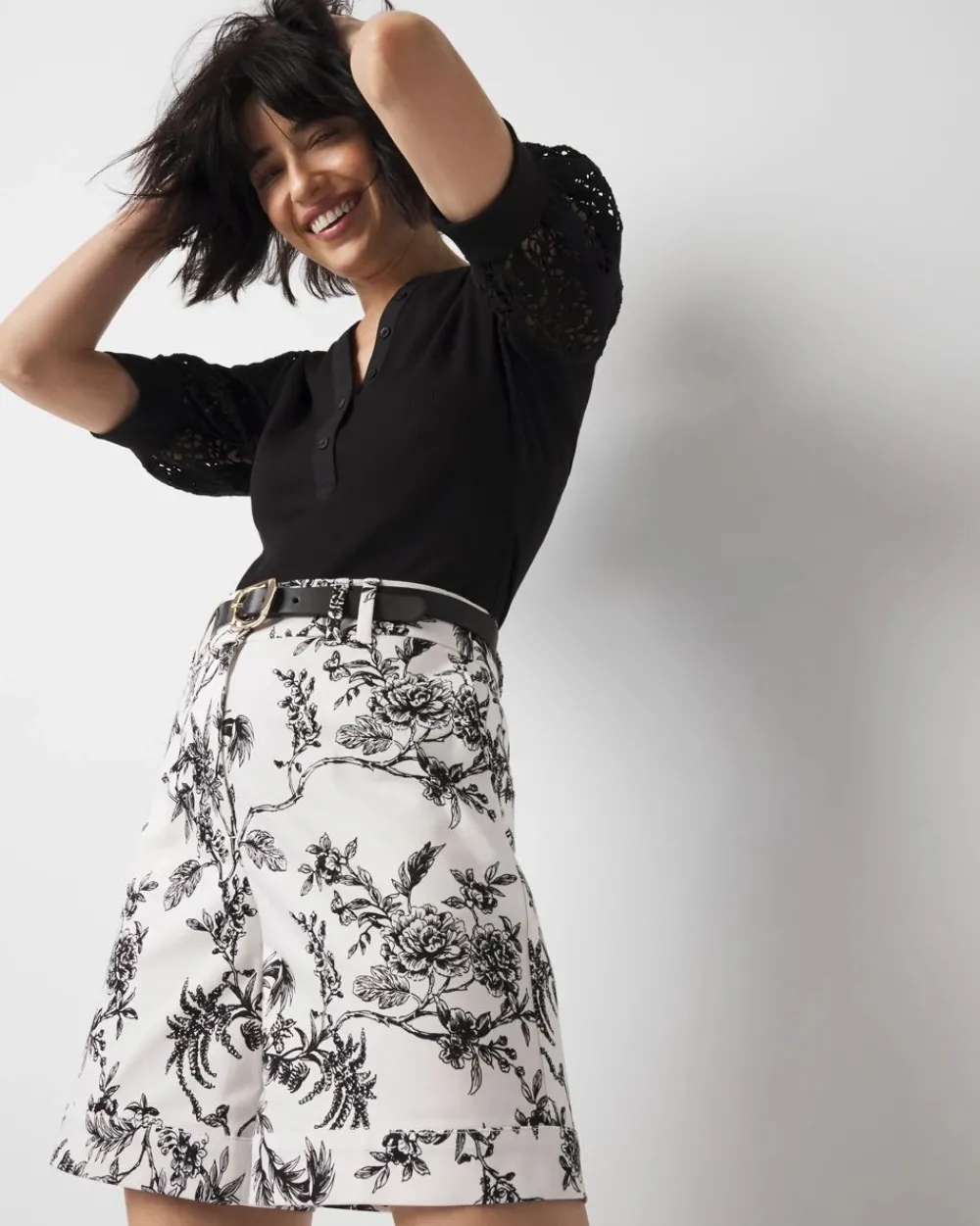 High-Rise Floral Print Sateen Short*White House Black Market Online