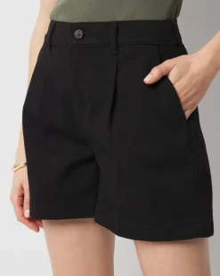 High-Rise Pleated Denim Short*White House Black Market New