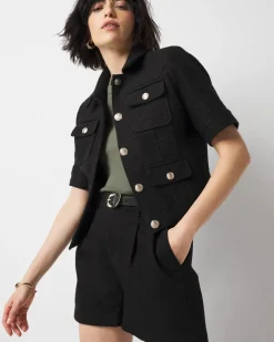 High-Rise Pleated Denim Short*White House Black Market New