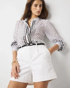 High-Rise Pleated Denim Short*White House Black Market Hot
