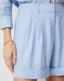 High-Rise Pleated Linen Short*White House Black Market Fashion
