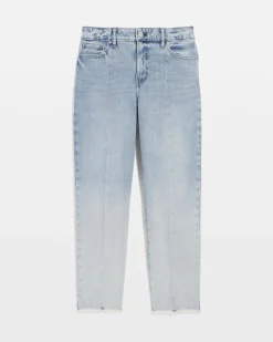High-Rise Raw Hem Pintuck Straight Jean with Slit*White House Black Market Clearance