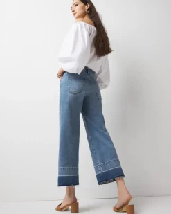 High-Rise Released Hem Wide Leg Cropped Jean*White House Black Market Hot