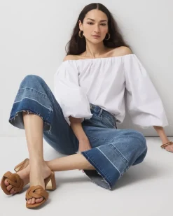 High-Rise Released Hem Wide Leg Cropped Jean*White House Black Market Hot