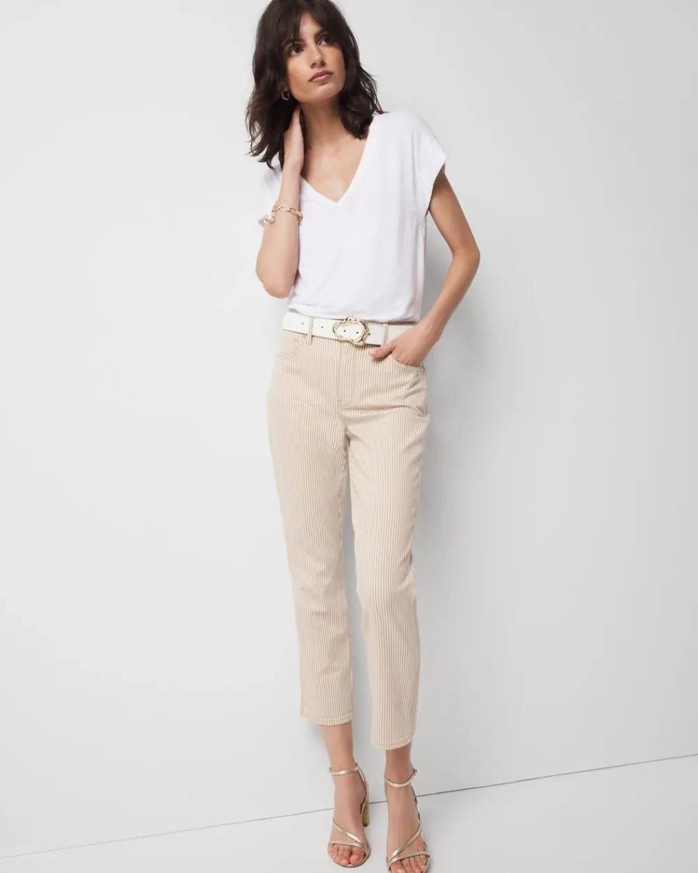 High-Rise Striped Straight Jean*White House Black Market Clearance