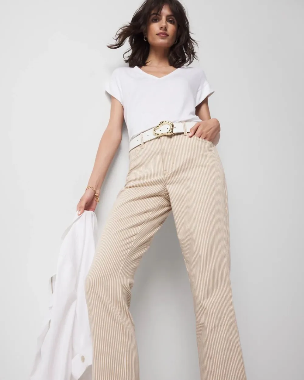 High-Rise Striped Straight Jean*White House Black Market Clearance