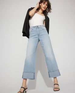 High-Rise Wide Leg Cuff Cropped Jean*White House Black Market Best